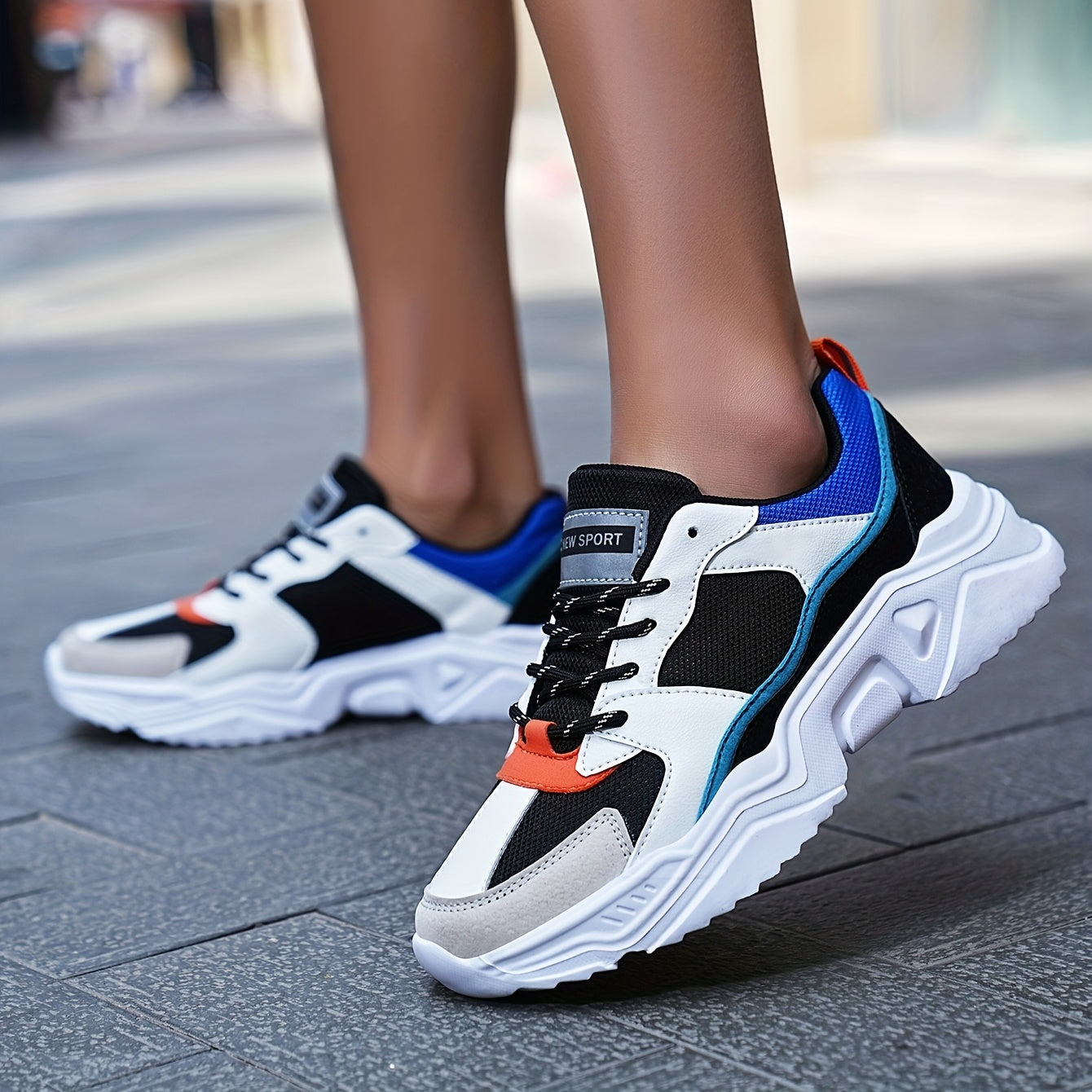 Women's Thick Bottom Running Shoes Soft Sole Athletic Lace Up Sneakers
