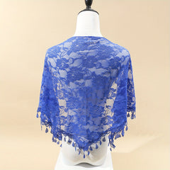 Floral Lace Triangle Shawl Large Hollow Scarf Women Party Prom
