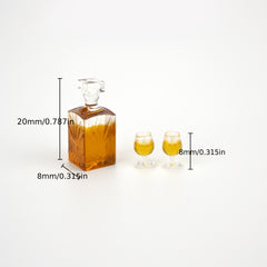 Dollhouse Whiskey Set with Mini Food Items and Decorative Props