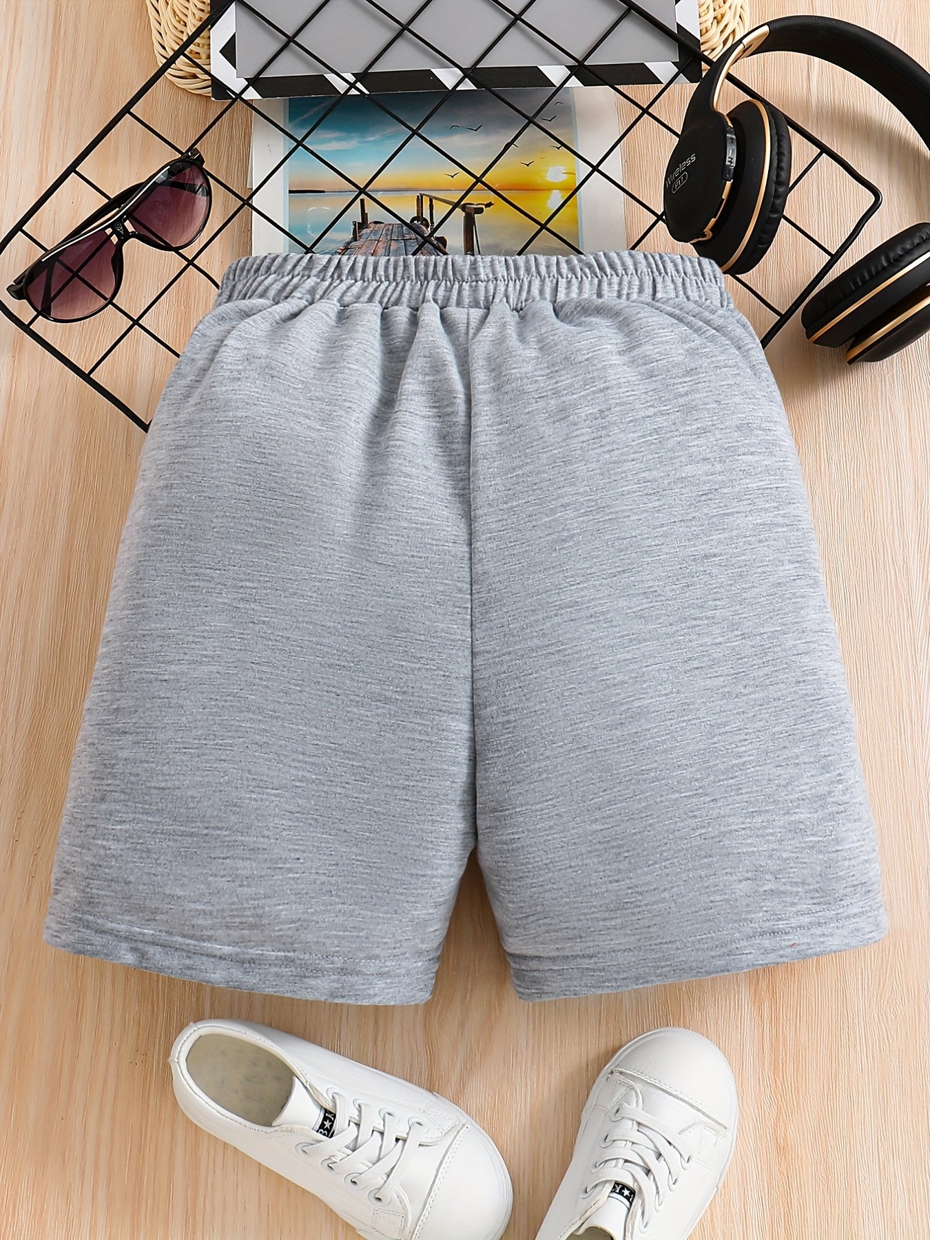 Girls Letter Print Elastic Waist Sweat Shorts With Pockets