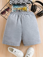 Girls Letter Print Elastic Waist Sweat Shorts With Pockets
