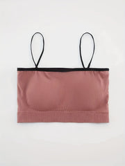 Colorblock Trim Cami Crop Top Slim Fit Spaghetti Strap Lingerie