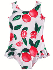 Princess Fruit Print Baby Bikini Ruffled Swimsuit for Girls