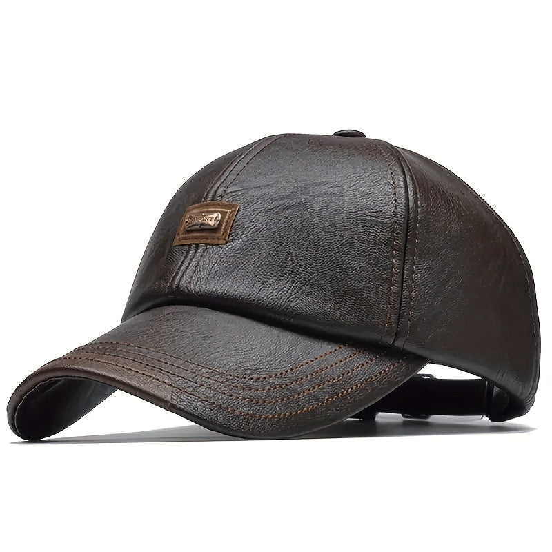 Adjustable PU Leather Baseball Cap Unisex Solid Dad Hat