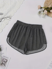 Sporty Elastic Waist Drawstring Shorts for Women