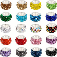 20pcs Big Hole Crystal Glass Beads Charms Rhinestone Inlaid for Jewelry Making