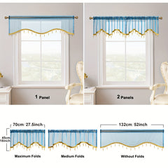 Modern S-Shaped Sheer Curtain Valance with Bead Edge - Home Decor