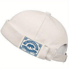 Solid Docker Cap Unisex Beanie Polar Bear Label Patch Skull Hat