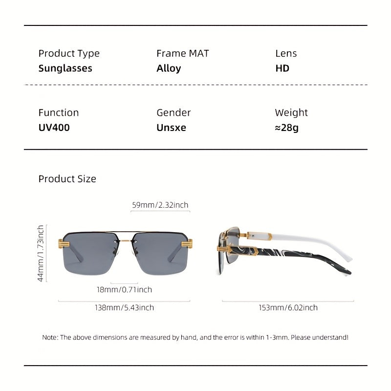 Men's Half Frame Sunglasses Floral Pattern Square Frame Plastic Glasses