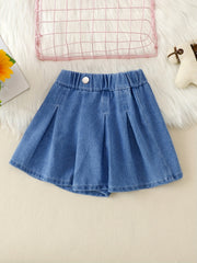 Girls Loose Fit Denim Shorts Casual Waistband Pants For Kids