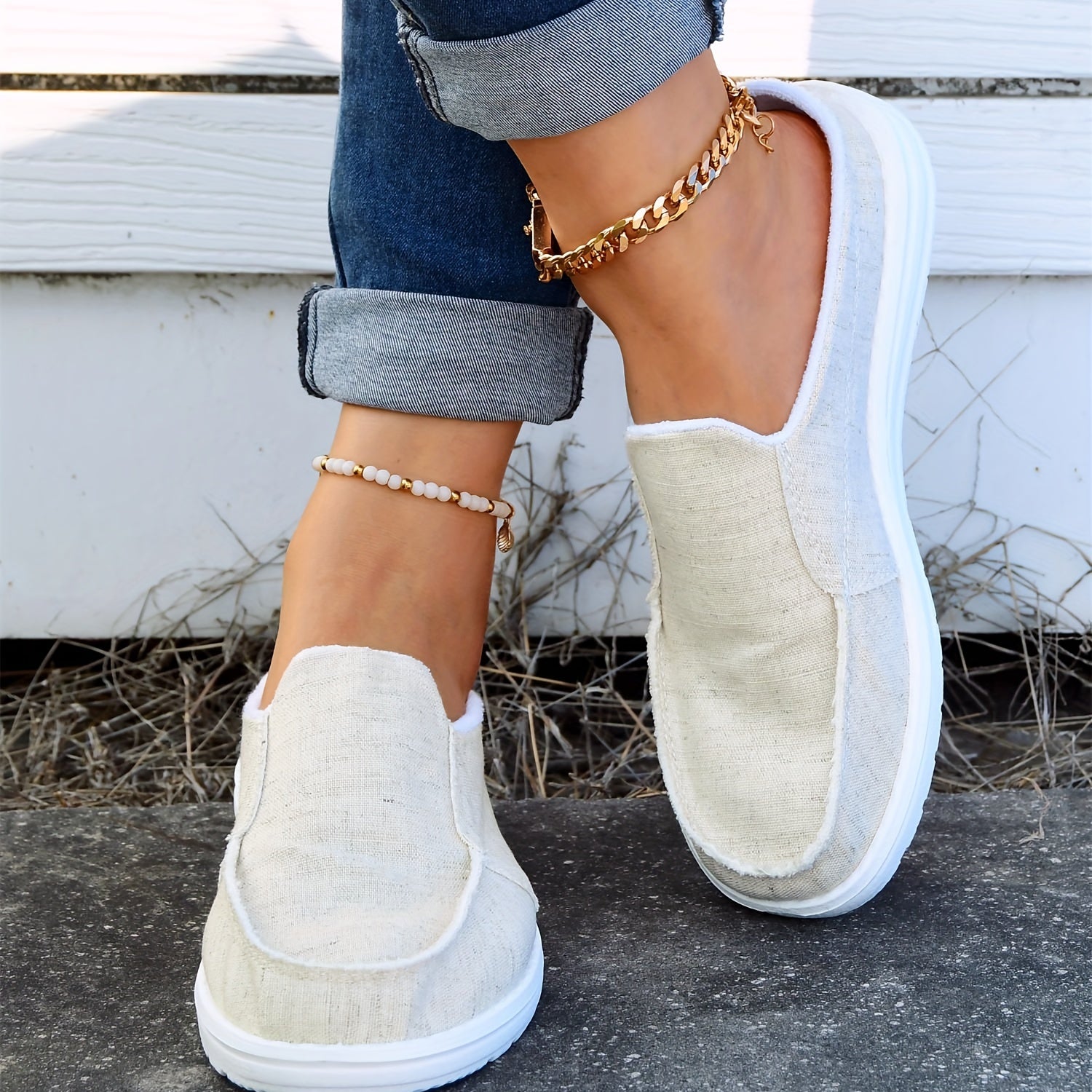 Beige Casual Mules Sneakers Lightweight Walking Shoes