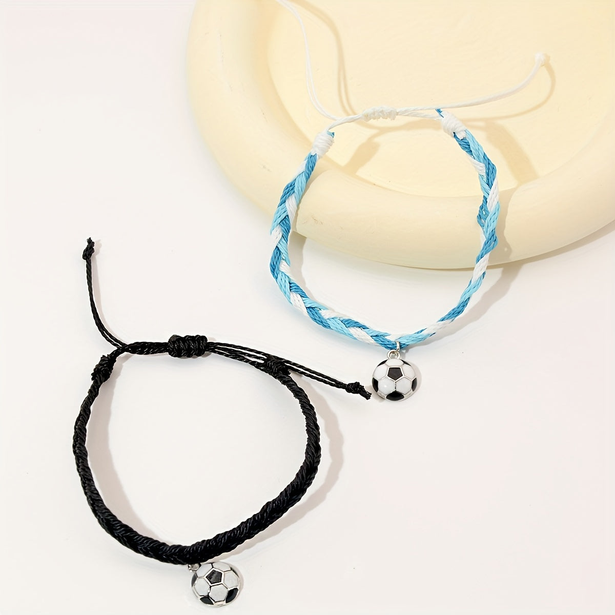 Soccer Charm Bracelets Set Adjustable Wristbands Football Favors Gift for Kids