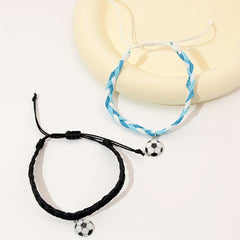 Soccer Charm Bracelets Set Adjustable Wristbands Football Favors Gift for Kids