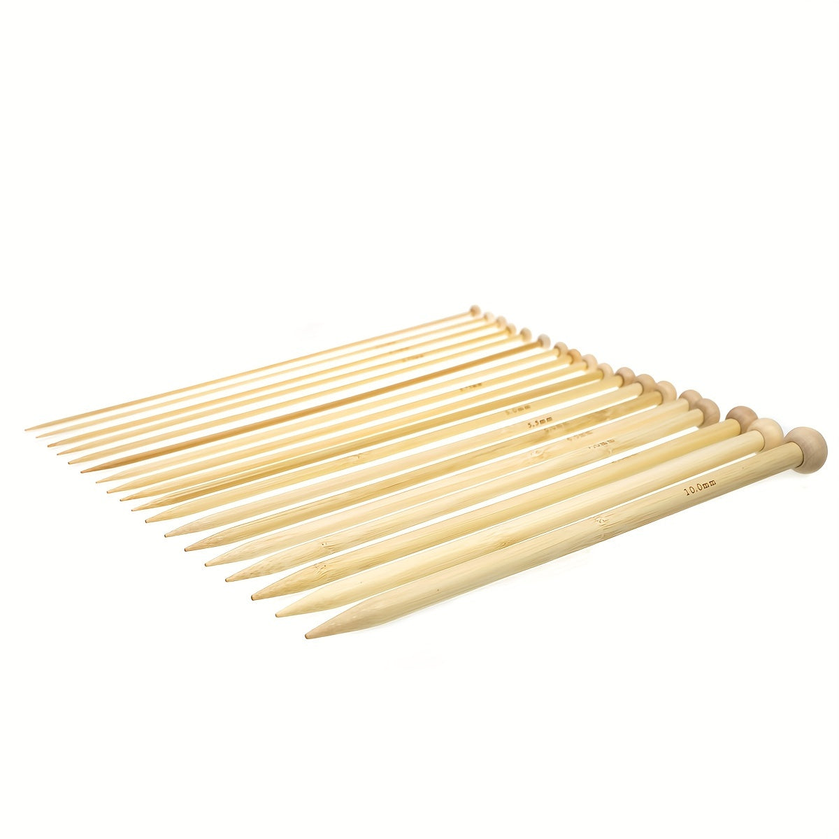 36pcs Bamboo Knitting Needles Set Single Pointed 9.8 Inches Length 18 Sizes