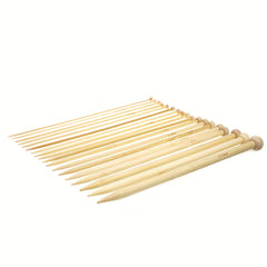36pcs Bamboo Knitting Needles Set Single Pointed 9.8 Inches Length 18 Sizes