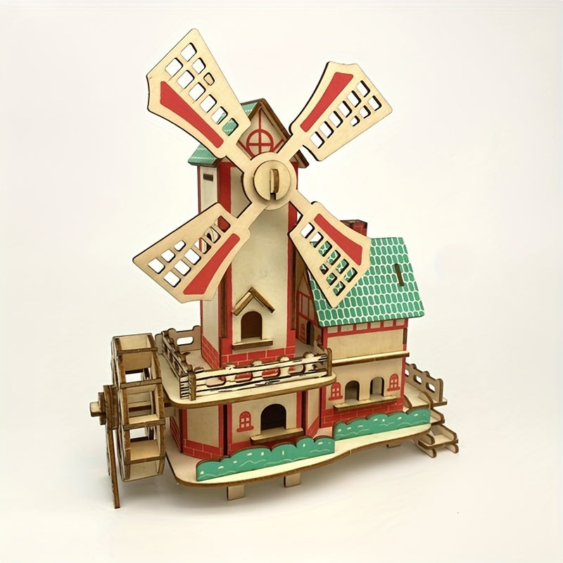 Wooden 3D Puzzle Building Models Puzzle Kits DIY Laser Cut Assembly Model Kit