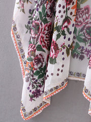 Floral Print Bat Sleeve Cover Up
