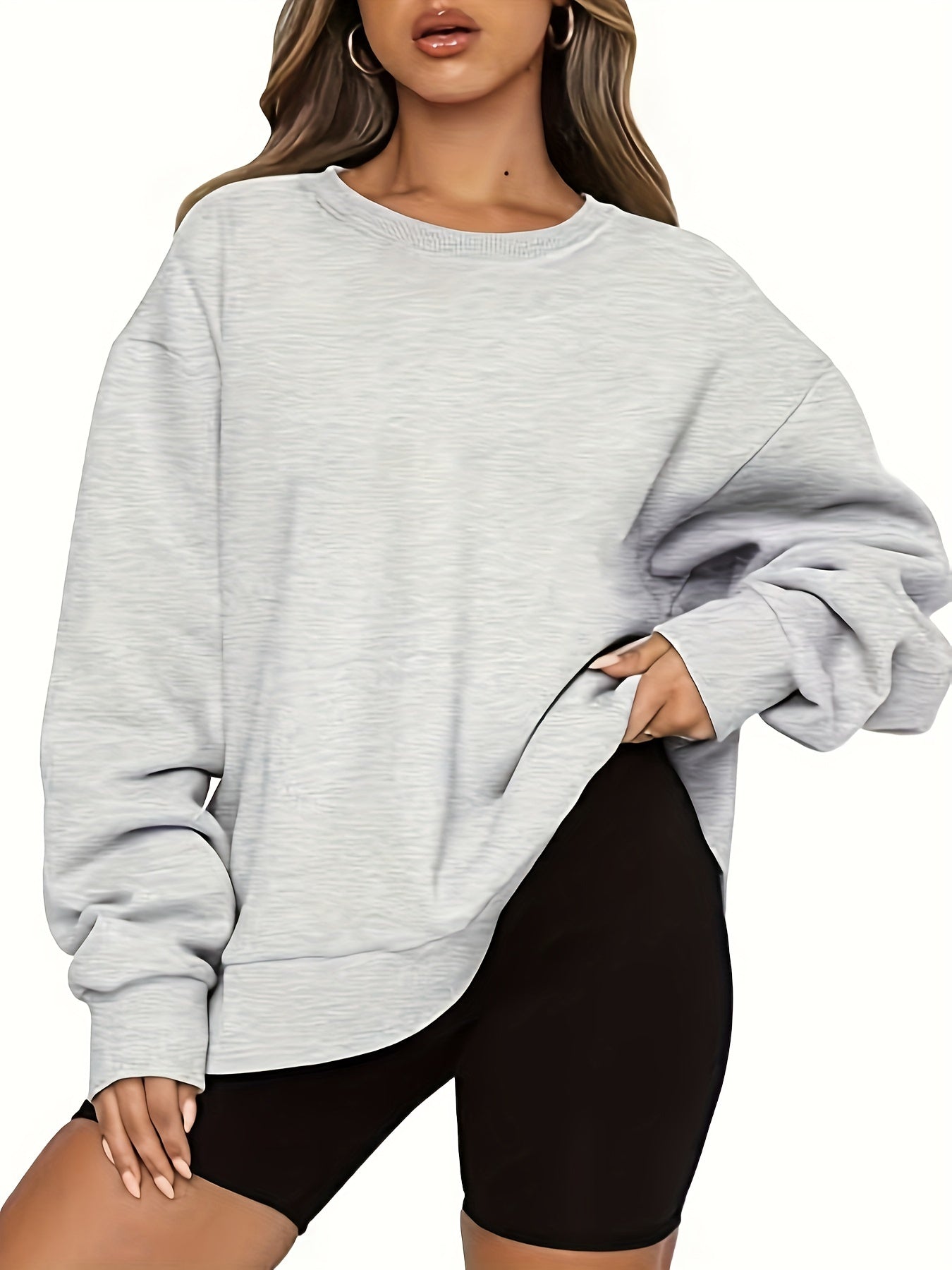 Oversized Crew Neck Sweatshirt Long Sleeve Top