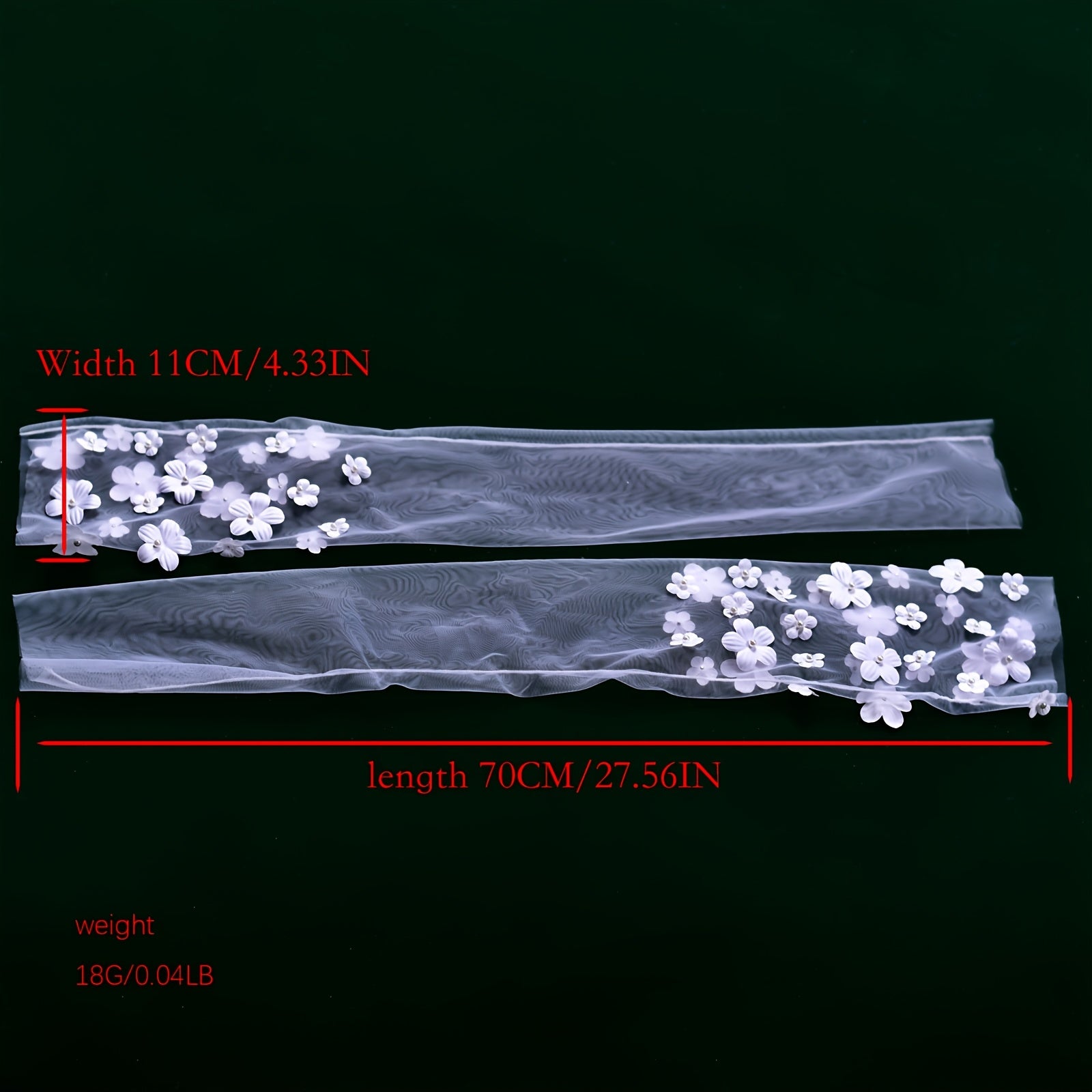 Sheer Bridal Gloves with Floral Embellishments Long Sleeve
