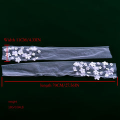 Sheer Bridal Gloves with Floral Embellishments Long Sleeve