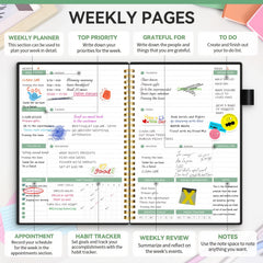 Undated Weekly Planner with Habit Tracker Spiral Notebook