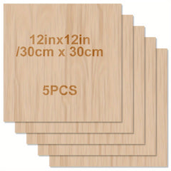 5pcs Basswood Sheets 12x12x1/8 Inch 3mm Thick Unfinished Plywood Boards
