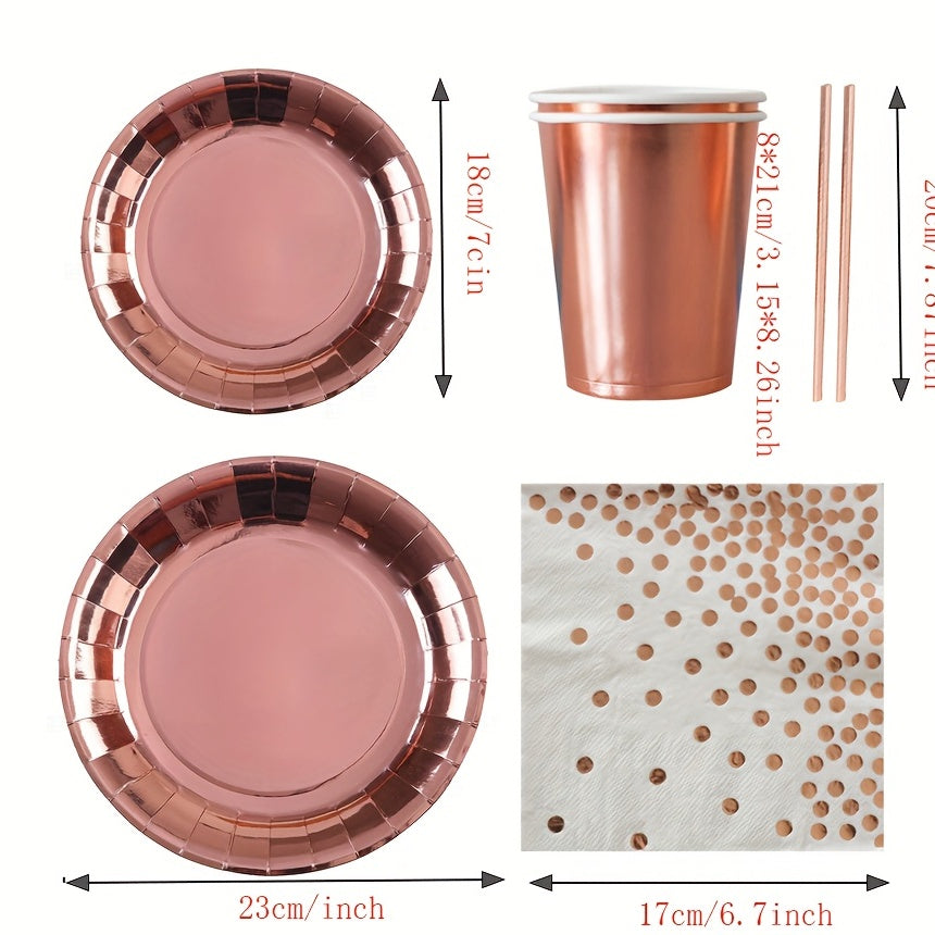 24pcs Rose Golden Party Supplies - Elegant Touch for Birthdays