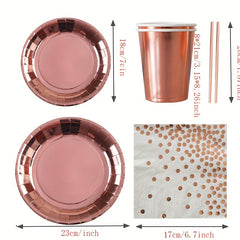 24pcs Rose Golden Party Supplies - Elegant Touch for Birthdays