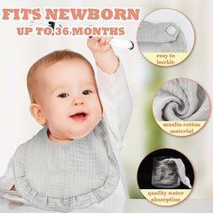 9pcs Baby Muslin Bibs Drool Bandana Soft Adjustable Bibs For Newborn
