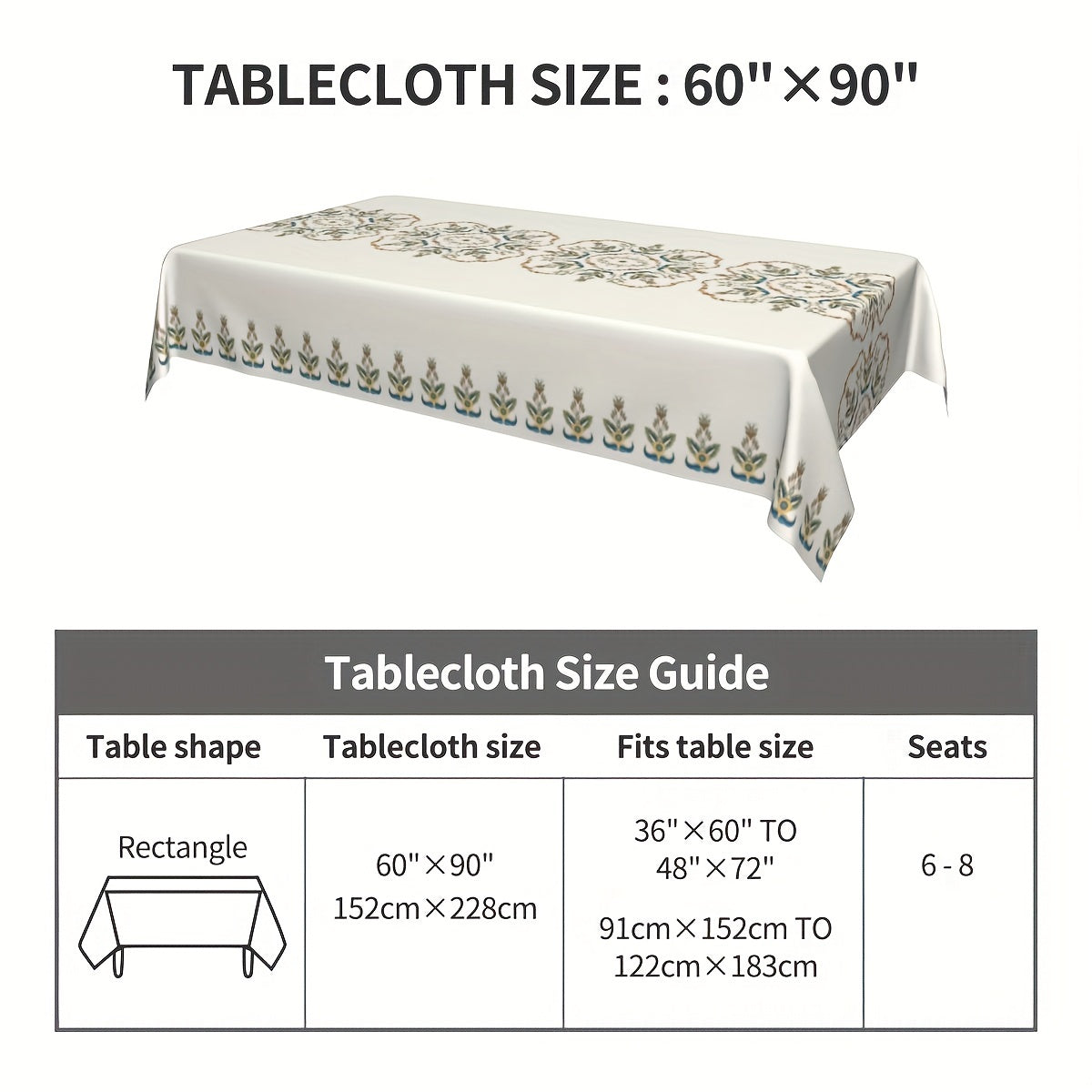 Floral Polyester Tablecloth for Parties and Dinner Decor