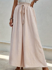 Paper Bag Waist Palazzo Pants Drawstring Wide Leg Pants