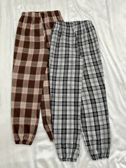 Plaid Sleep Bottoms Elastic Waistband Pants Women's Loungewear