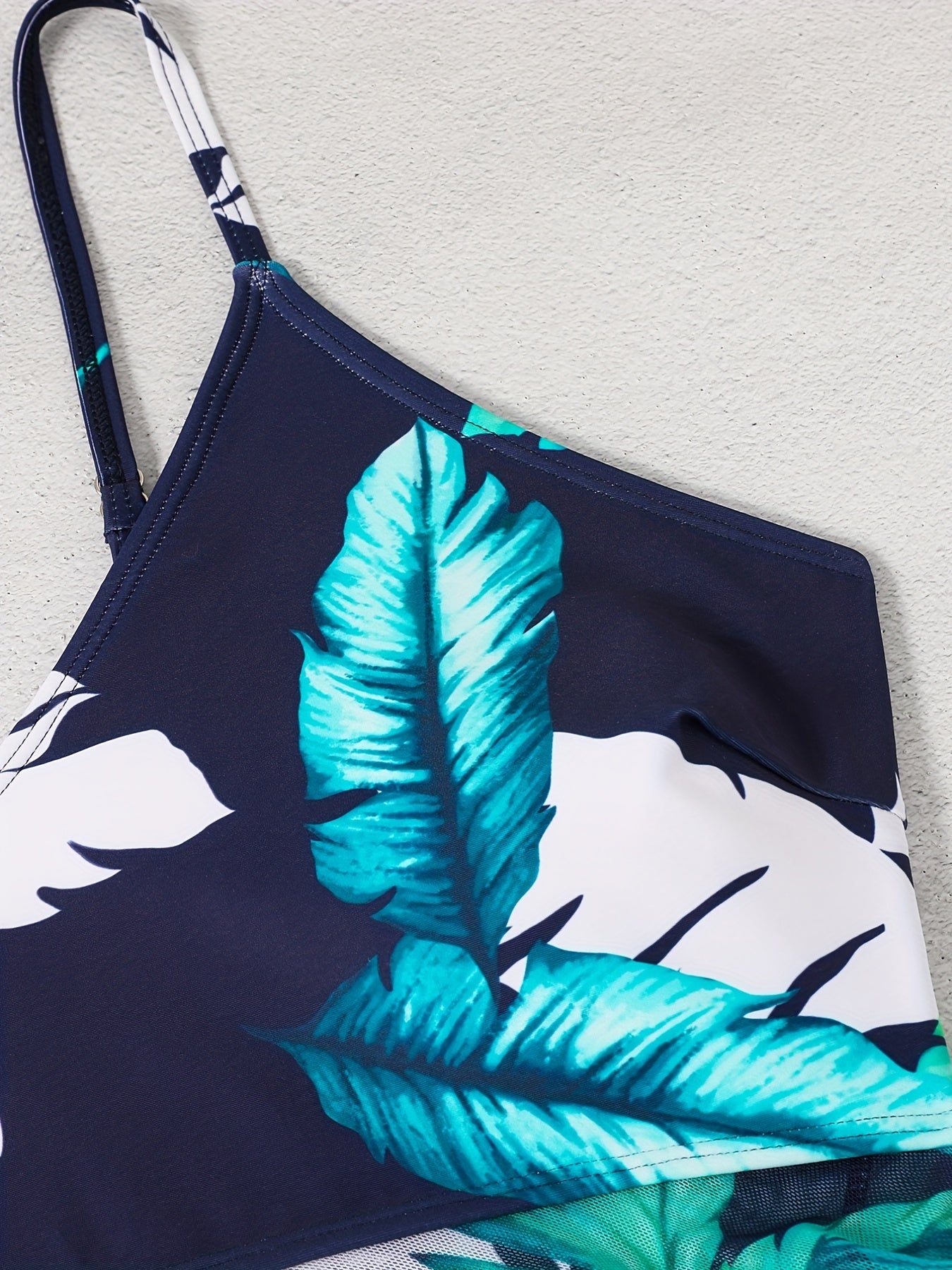 Tropical Print V Neck Tankini Set