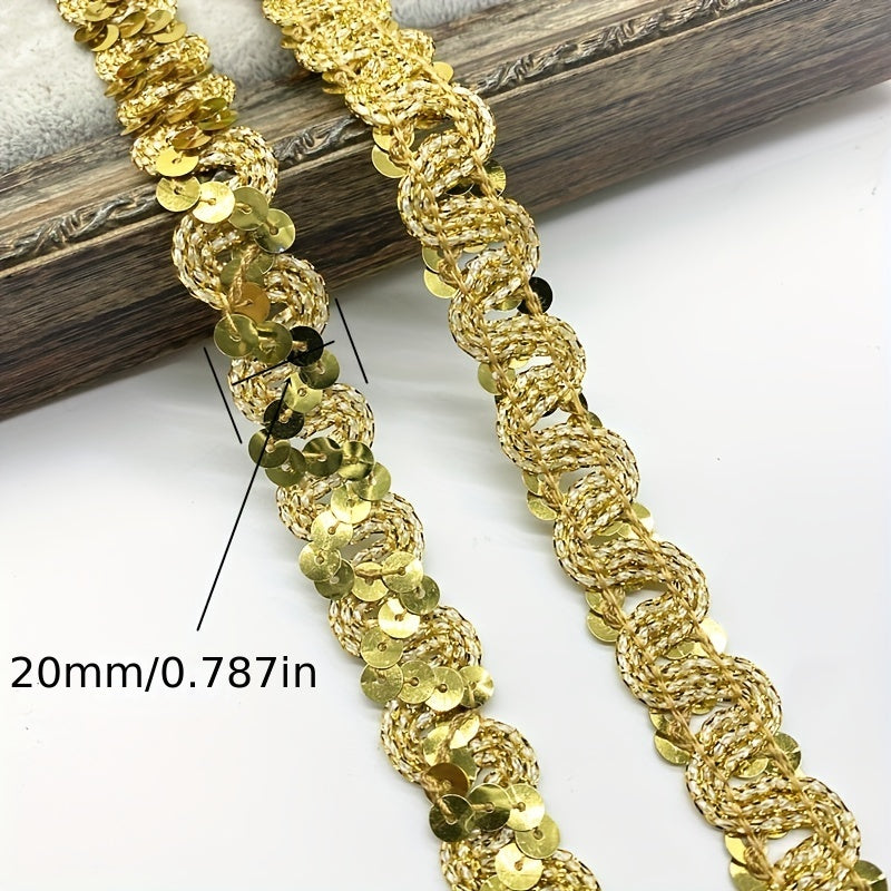 2 Yards Glittering Sequined Ribbon Trims For DIY Sewing