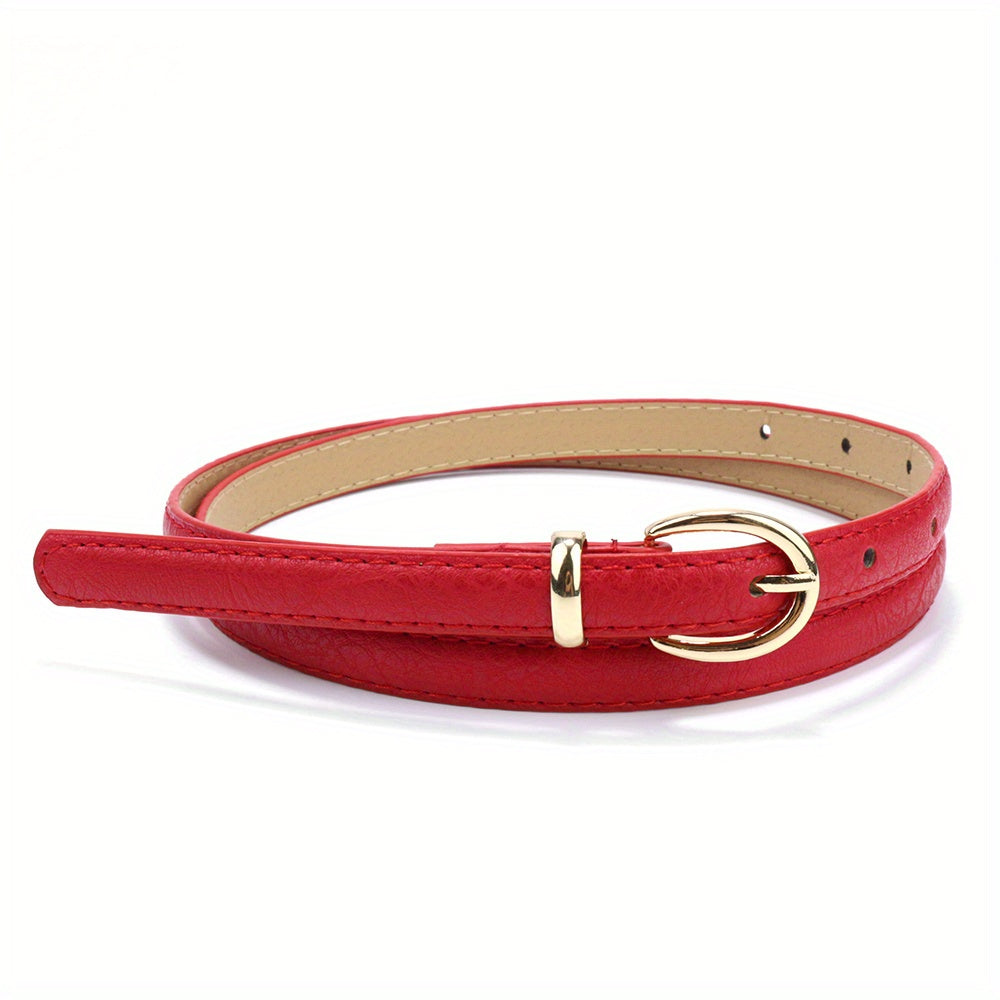 Candy Adjustable Waist Belt Golden Pin Buckle Thin PU Belt