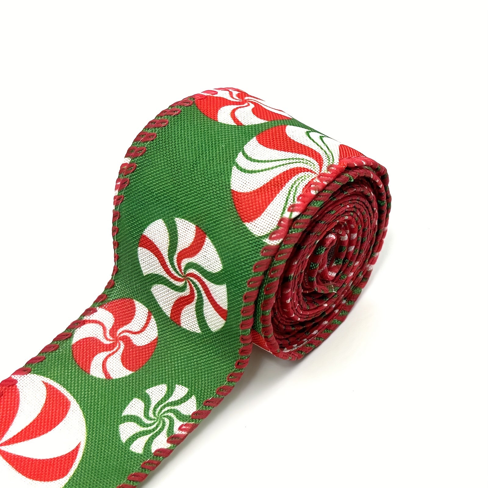 Christmas Candy Peppermint Wired Edge Ribbon 4 57m