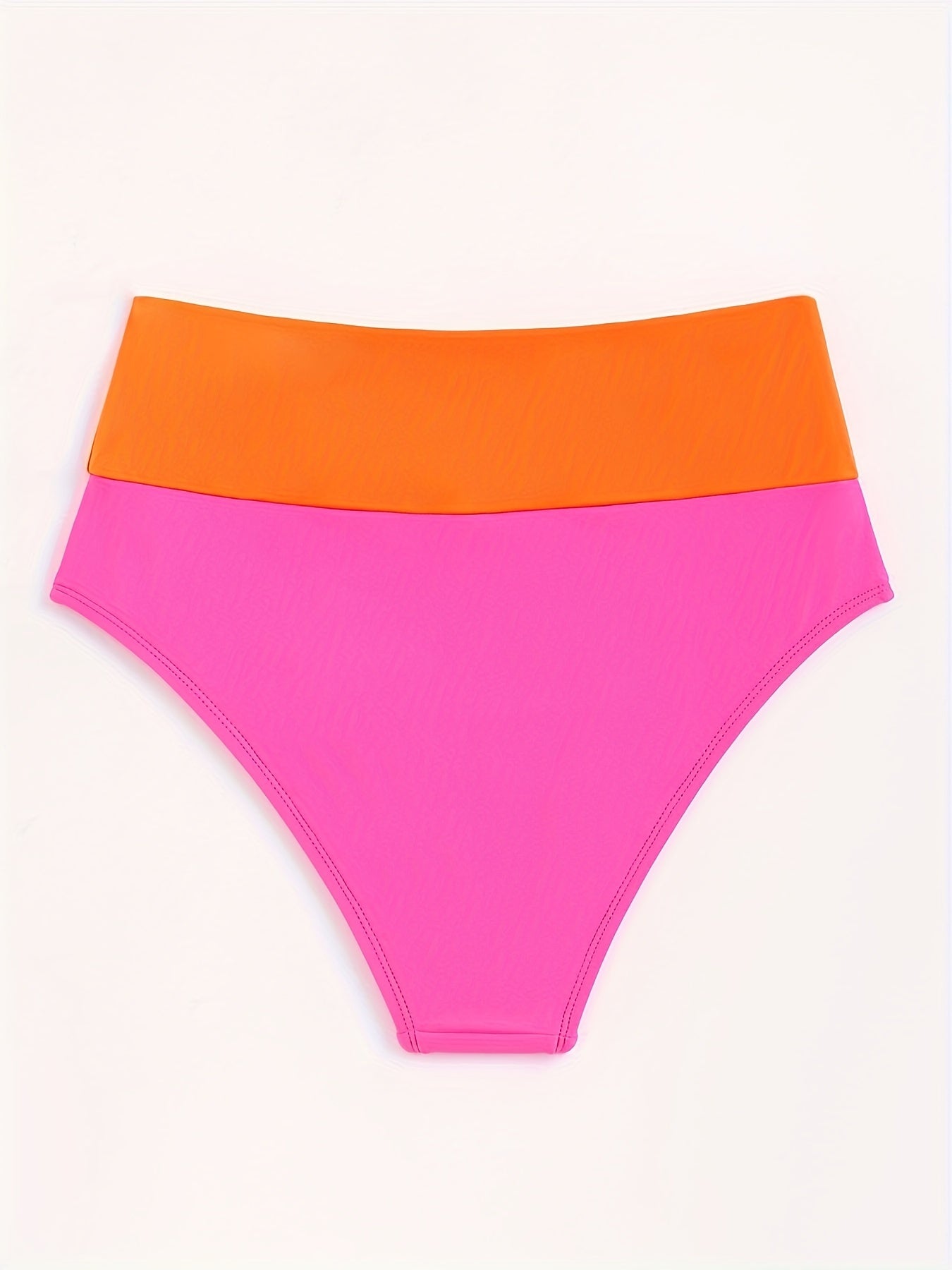 High Waist Tangerine Pink Block Bikini Bottoms