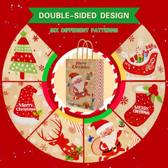 24pcs Christmas Gift Bags Brown Paper Bags Goody Bags With Handles