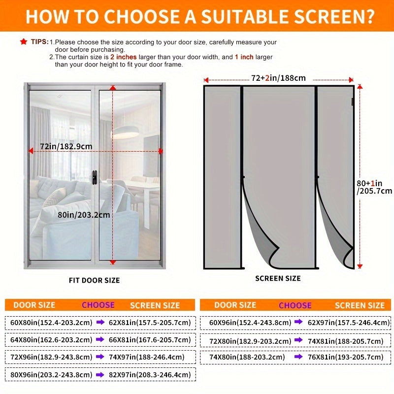 Magnetic Screen Door Thicker Fiberglass Mesh Self Sealing Double Door Net