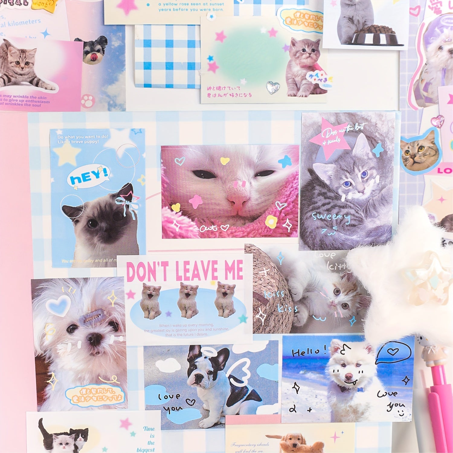 50 Sheets Sticker Books, Cartoon Animal Cat Dog DIY Cutting Pasting Decoration