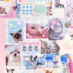 50 Sheets Sticker Books, Cartoon Animal Cat Dog DIY Cutting Pasting Decoration
