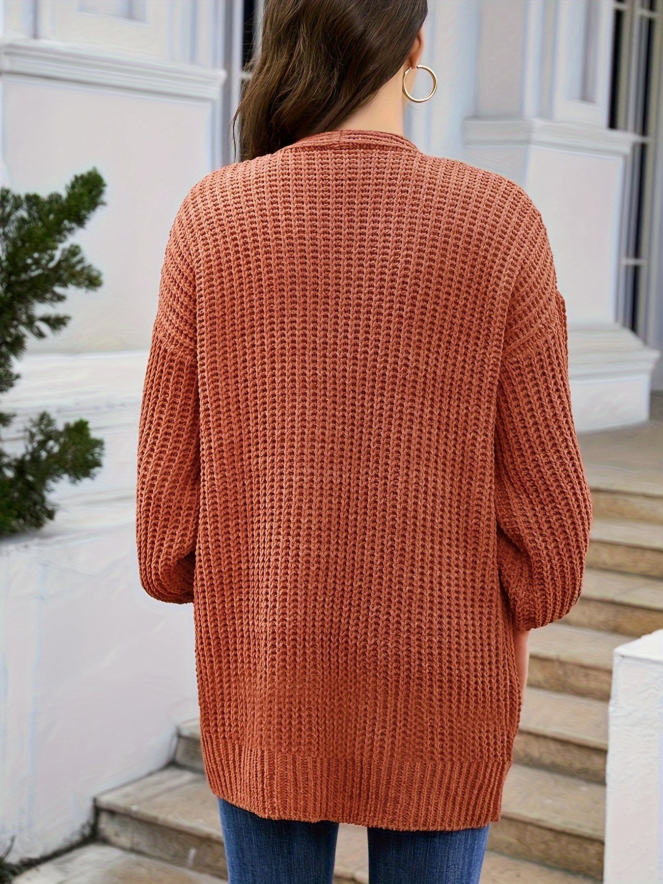 Button Up Lantern Sleeve Cardigan