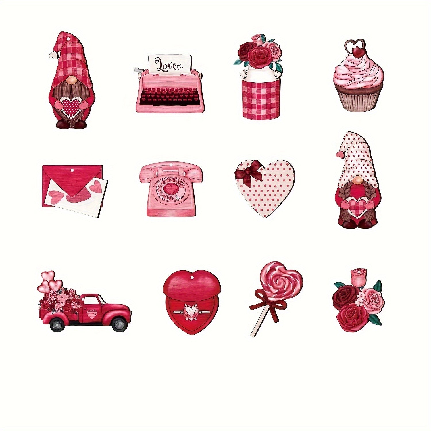 12pcs Heart Gnome Hanging Ornaments Romantic Decoration DIY Garland For Party
