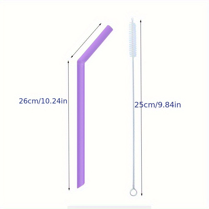 1pc Foldable Silicone Straw And Straw Brush Portable Straw