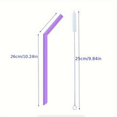 1pc Foldable Silicone Straw And Straw Brush Portable Straw