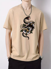 Men's Snack Pattern Print Cotton Crew Neck T-shirt