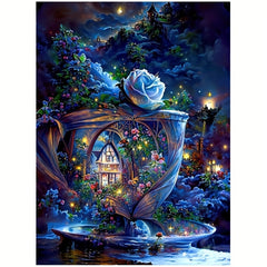 5D Diamond Painting Set Tea Cup House for Beginners Adults Living Room Decor