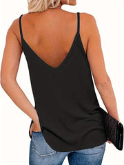 Summer V Neck Cami Top Backless Spaghetti Strap