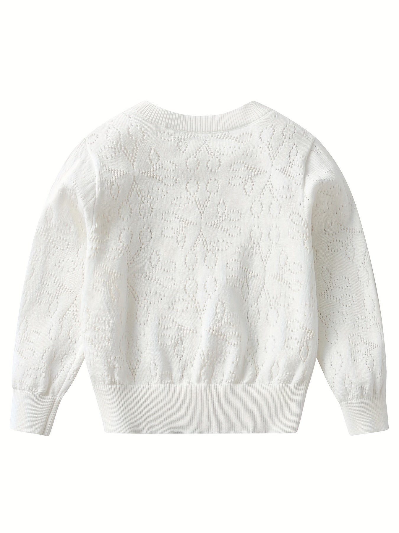 Girls' Flower Jacquard Knit Cardigan Top