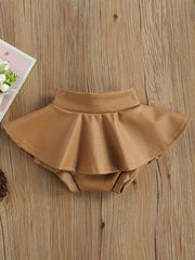Baby Girl Pleated Skirt Girls PU Leather Skirt Toddler Tutu
